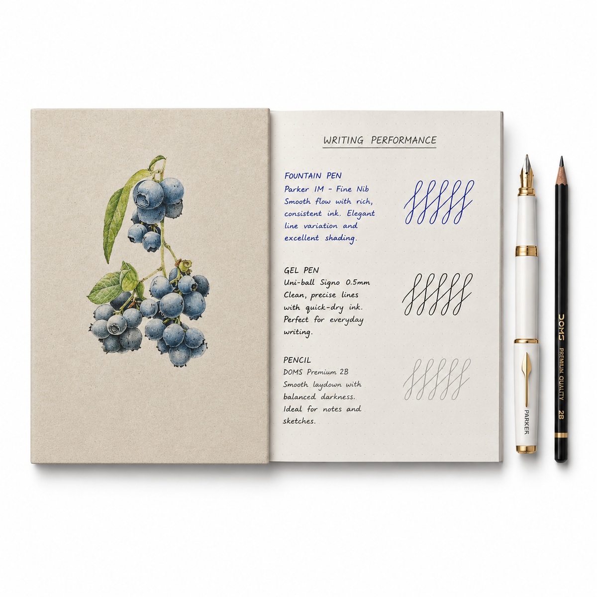 Blueberry Botanical Illustration Pocket Diary Set Of 2