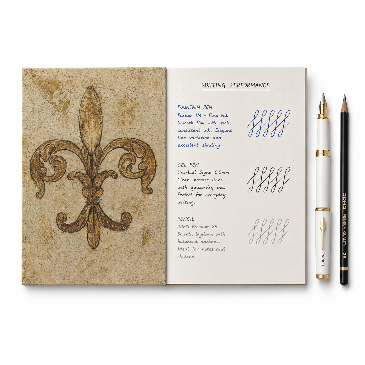 Fleur-De-Lis Pocket Diary Set Of 2