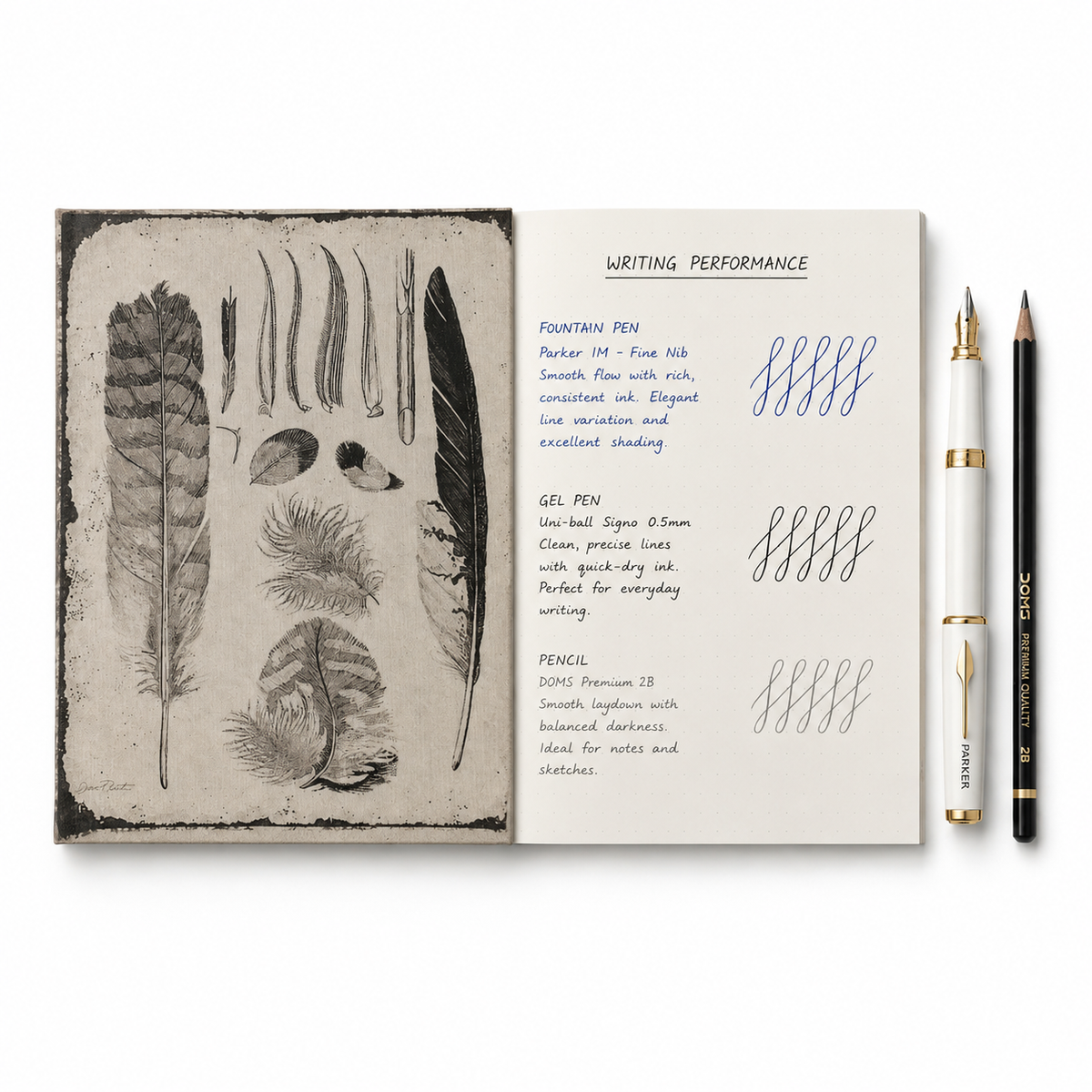 Feathers Illustration Pocket Diary Set Of 2